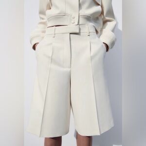 BRAND NEW WITH TAGS ZARA BERMUDA SHORTS IN SOFT CREAM